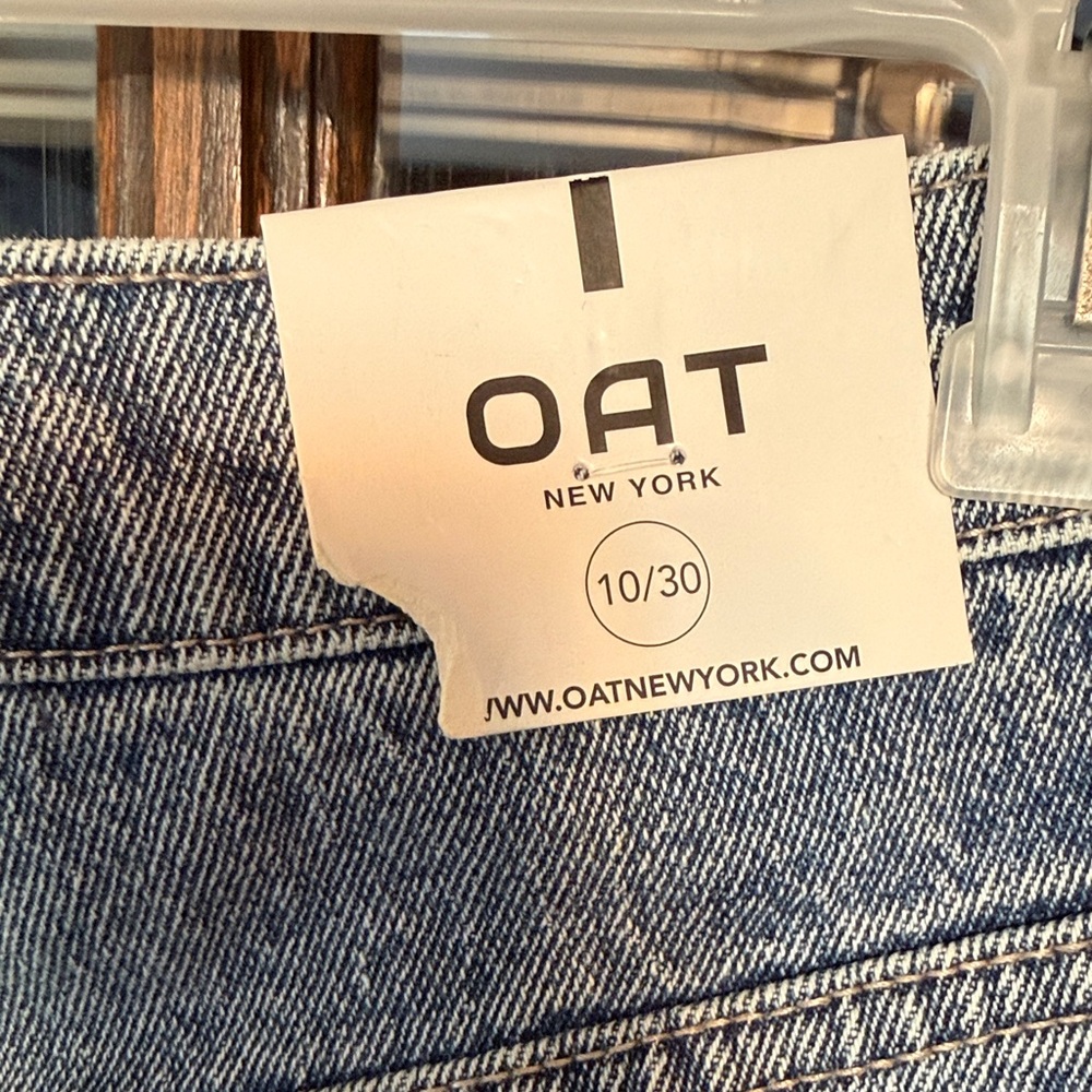 Oat New York Women's High Rise Jeans in Light and Dark‎ Blue Straight Ankle - Picture 4 of 5